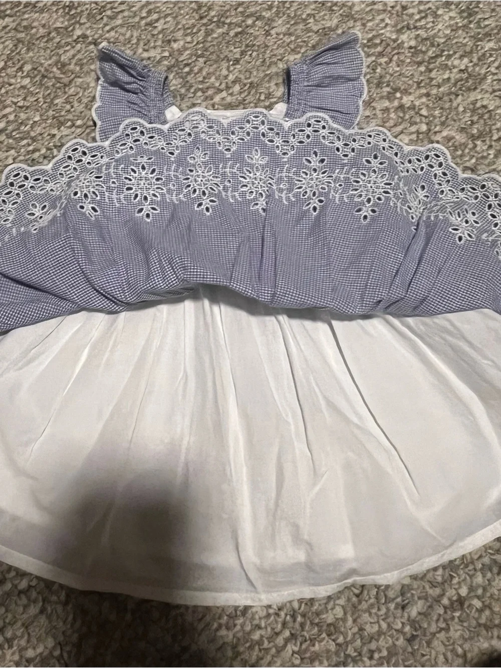 BABY GAP Blue Gingham Eyelet Flutter-Sleeve Dress